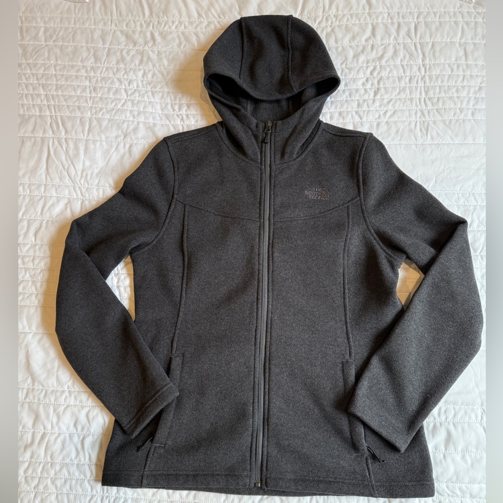 North Face women’s hooded knit jacket black like new size large L